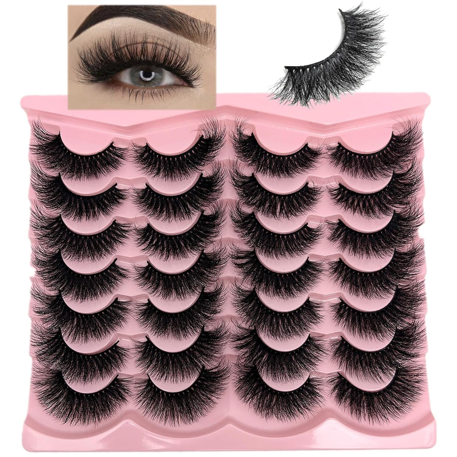 Fluffy Lashes Mink Wispy Cat Eye Faux Mink Eye Lashes Pack Soft Fake Strip Lashes 18Mm Long Volume False Eyelashes Natural Look