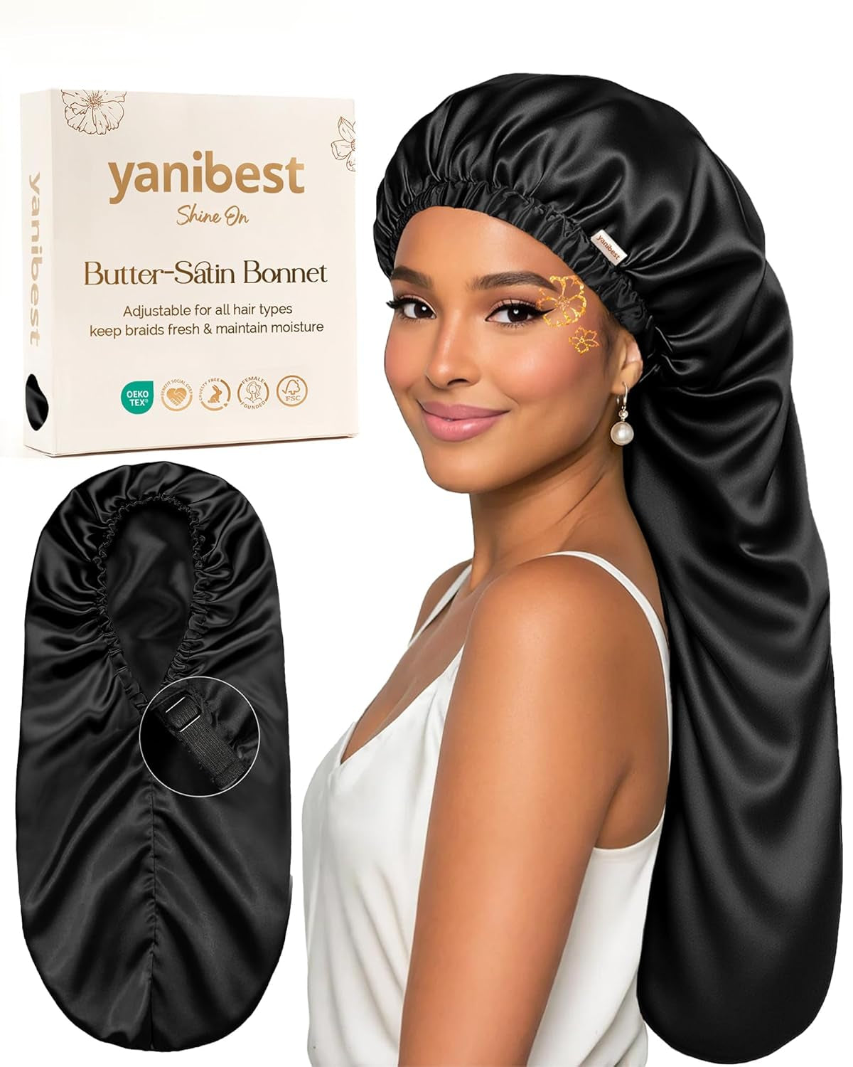 Long Bonnet Braid Bonnets for Sleeping Satin Bonnet Silk Bonnet Hair Braid Bonnet for Sleeping Bonnets for Black Women