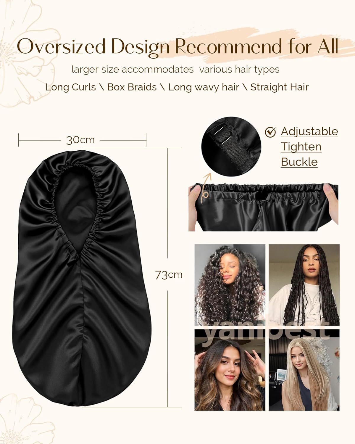 Long Bonnet Braid Bonnets for Sleeping Satin Bonnet Silk Bonnet Hair Braid Bonnet for Sleeping Bonnets for Black Women