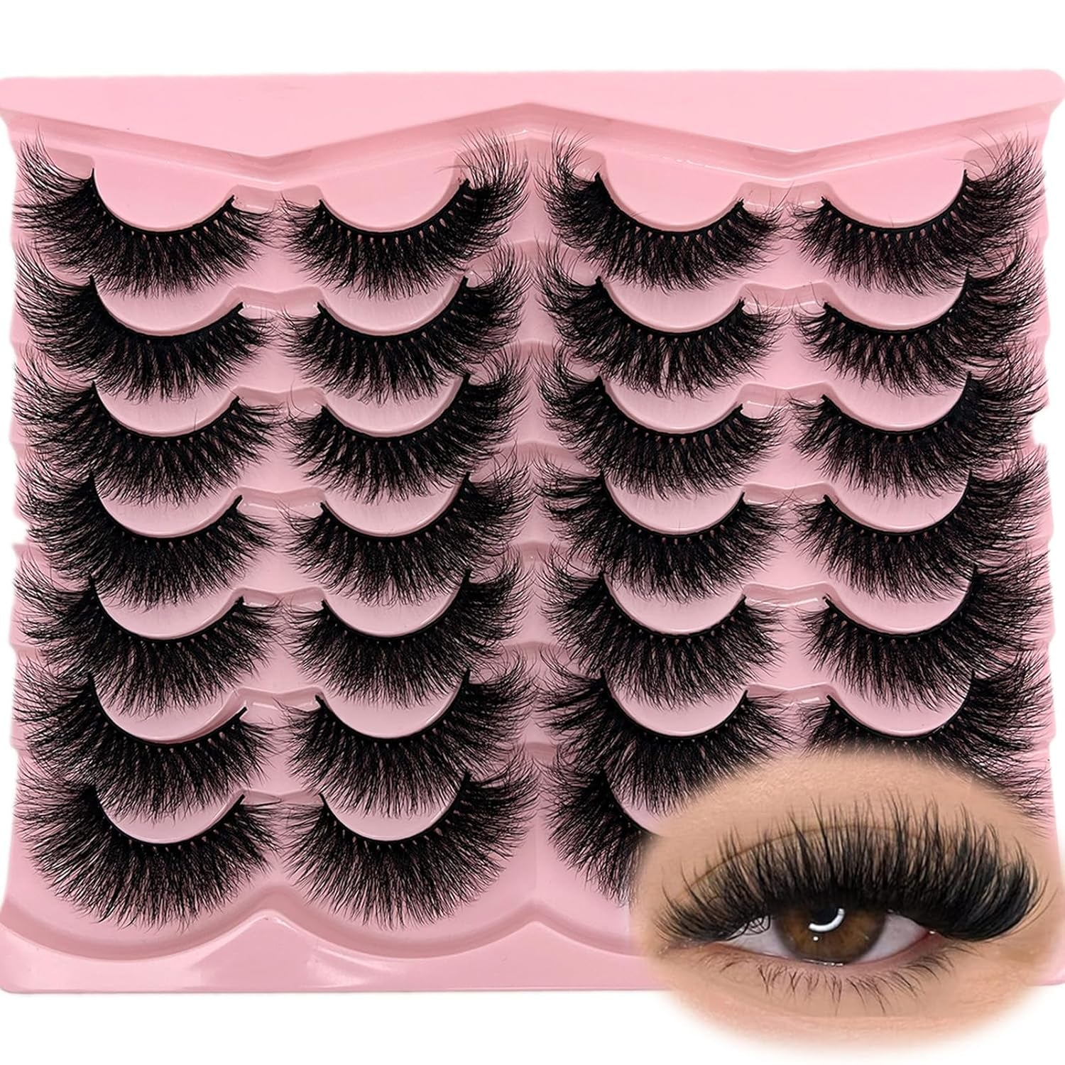Fluffy Lashes Mink Wispy Cat Eye Faux Mink Eye Lashes Pack Soft Fake Strip Lashes 18Mm Long Volume False Eyelashes Natural Look
