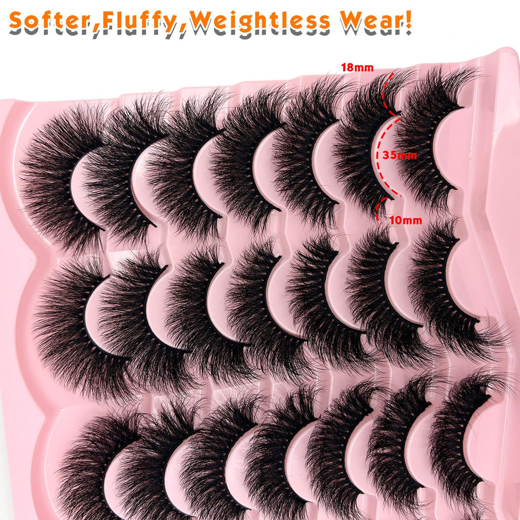 Fluffy Lashes Mink Wispy Cat Eye Faux Mink Eye Lashes Pack Soft Fake Strip Lashes 18Mm Long Volume False Eyelashes Natural Look