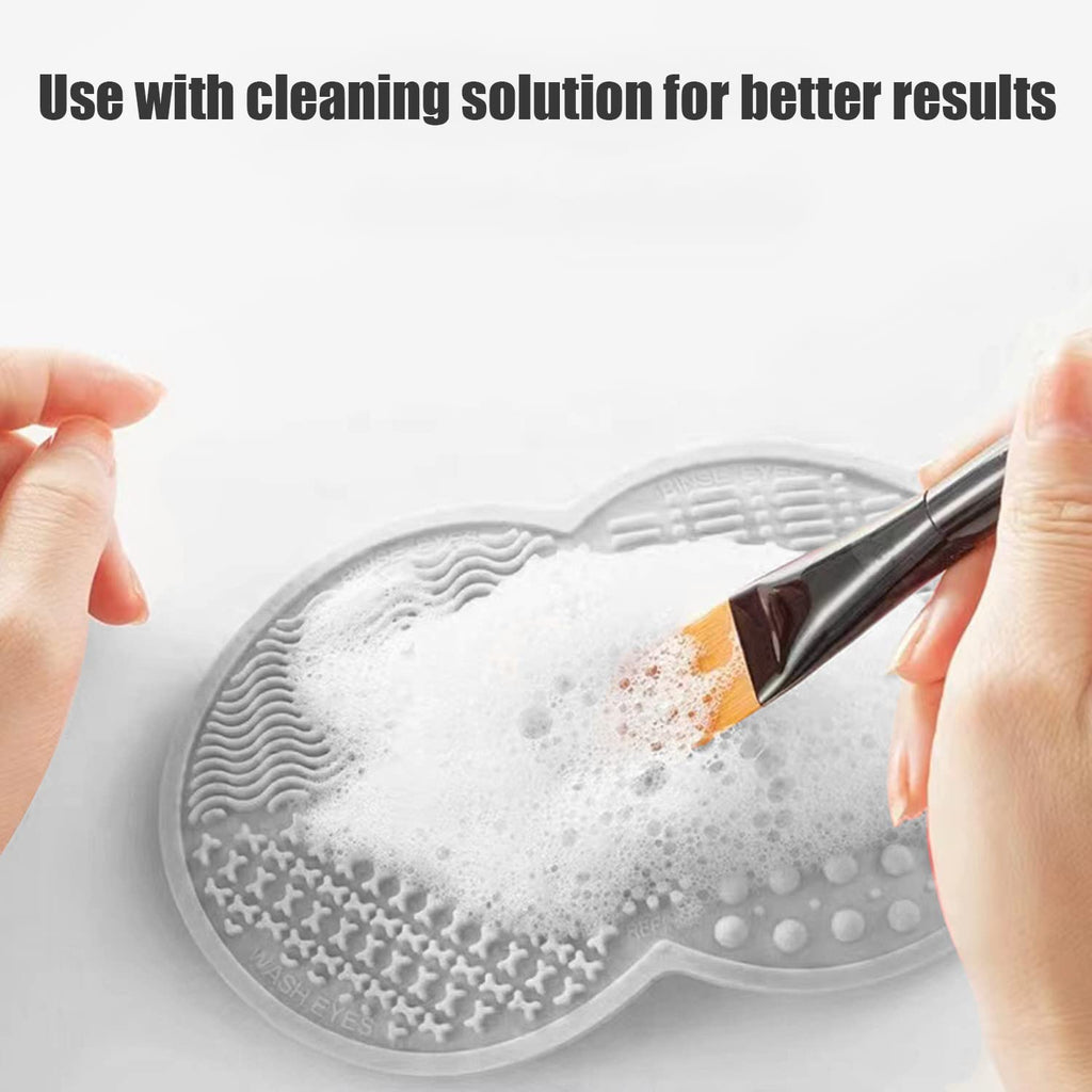 Makeup Brush Cleaning Mat, Silicone Makeup Brush Scrubber, Makeup Brush Cleaner Pad, Cosmetic Brush Cleaner, Brush Cleaning Pad, Suitable for Makeup Brush, Makeup Sponge, Powder Puff (Gray)