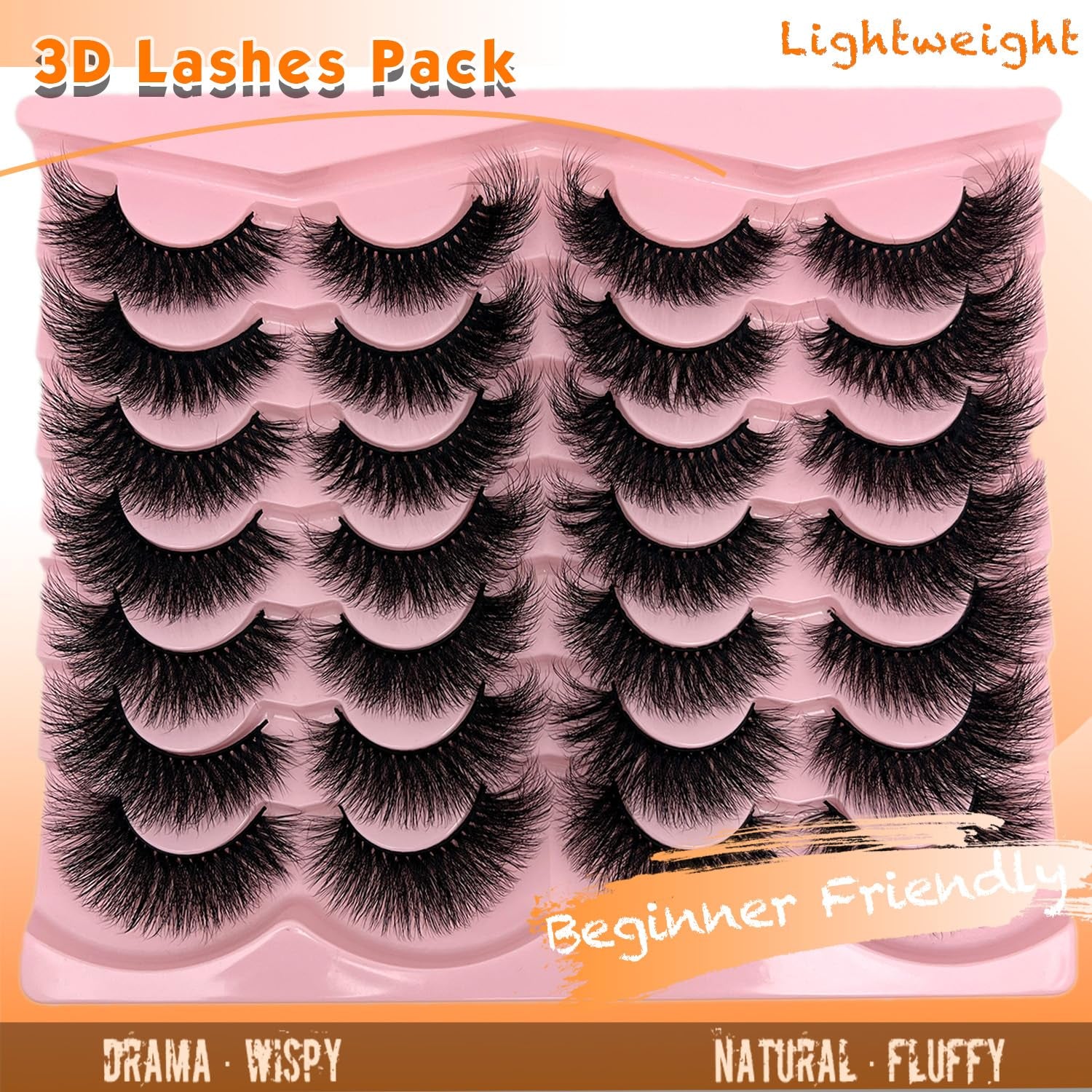 Fluffy Lashes Mink Wispy Cat Eye Faux Mink Eye Lashes Pack Soft Fake Strip Lashes 18Mm Long Volume False Eyelashes Natural Look